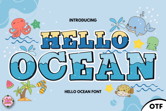 Hello Ocean Display Font for Handmade Crafts and Products